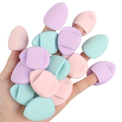 15PCS Finger Puff Makeup Set  Latex-Free Hydrophilic PU Blending Sponges and Air Cushion Powder Puffs (Macarons)