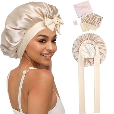 HAIMEIKANG Double-Sided 100% Mulberry Silk Bonnet & Shower Cap for Women - Premium Silk Sleep Cap for Hair Care - Comfortable & Stylish for Everyday Use and Travel