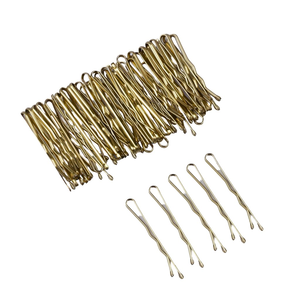 100 Pack 1.38 Inch Bobby Pins for Hair Styling, Flat Metal Hair Clips in Black, Gold, Brown  Minimalist Hair Grips for Women & Girls, Secure Hold Hairpins in Storage Box