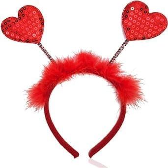 ZGLUZP 1Pc Red Heart Headband Red Sequin Love-shaped Head Valentine's Day Headband Hair Accessories Dress Accessories for Valentine Party Props Hats and Caps