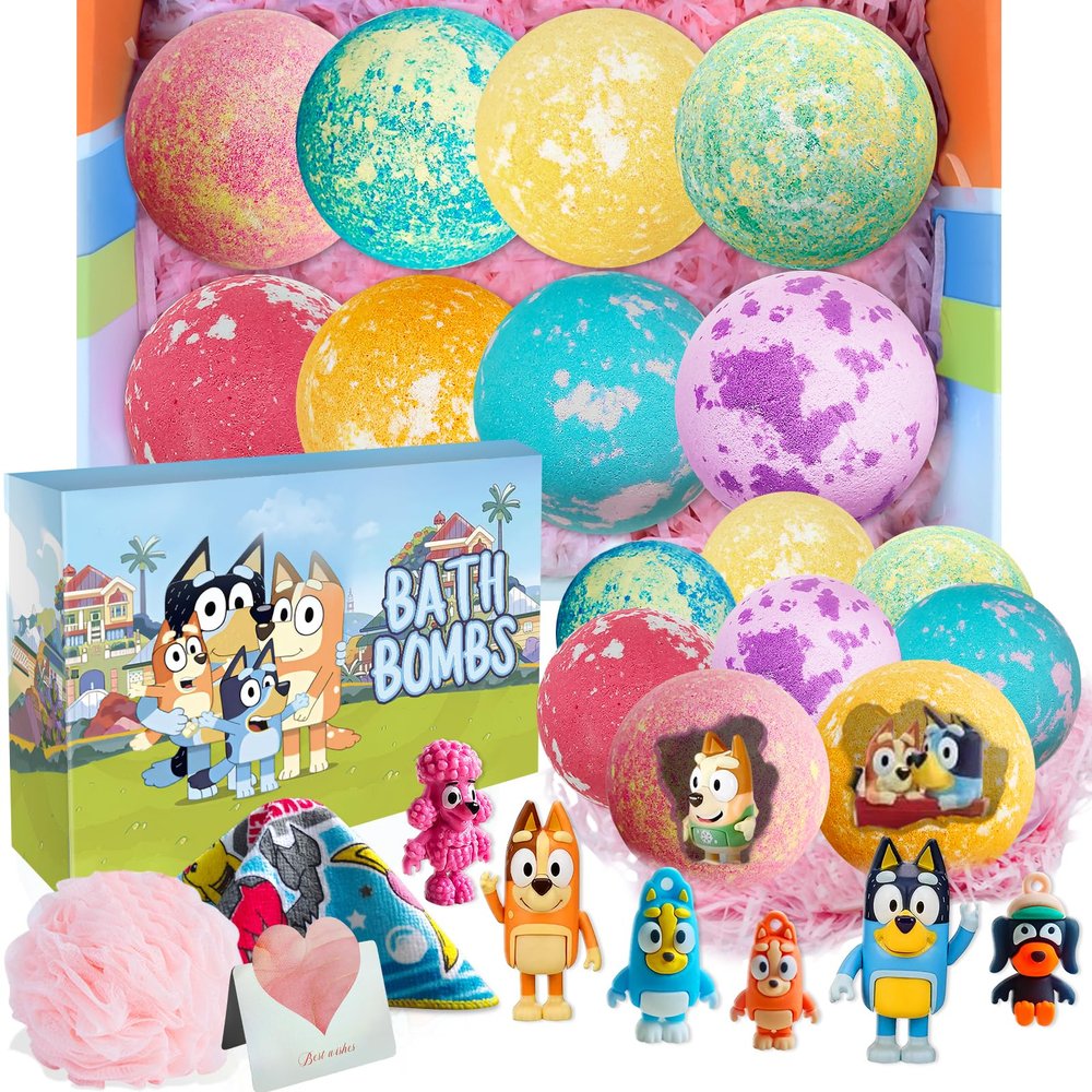 Bath Bombs Blue Heeler Puppy Bath Bombs with Surprise Inside, Bath Rich in Natural Essential Oils, BathBombs Gift Set for Dry Skin Moisturize, Gifts for Toddlers (8 Pcs)