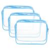 HARFINGTON 3pcs Clear Toiletry Bag Quart Size TSA Approved PVC Makeup Cosmetic Bag for Women Travel Transparent Organizer Airport Airline Compliant, Blue view 1