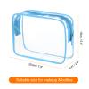 HARFINGTON 3pcs Clear Toiletry Bag Quart Size TSA Approved PVC Makeup Cosmetic Bag for Women Travel Transparent Organizer Airport Airline Compliant, Blue view 2