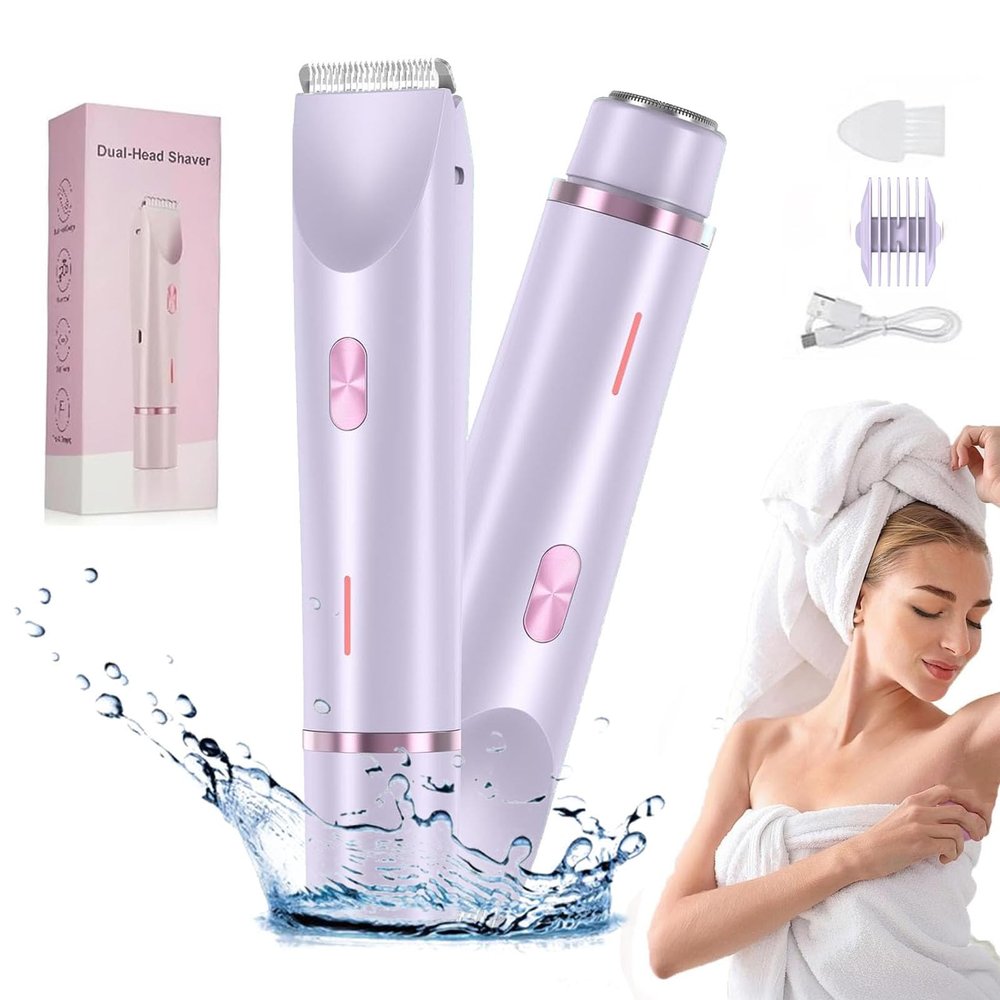 Bald Cat Razor for Women, Bald Cat Razor Body Trimmer, Comfort 2 in 1 Electric Lady Shaver, Dual Head Electric Razors for Women Leg Shaver Hair Remover (Purple)