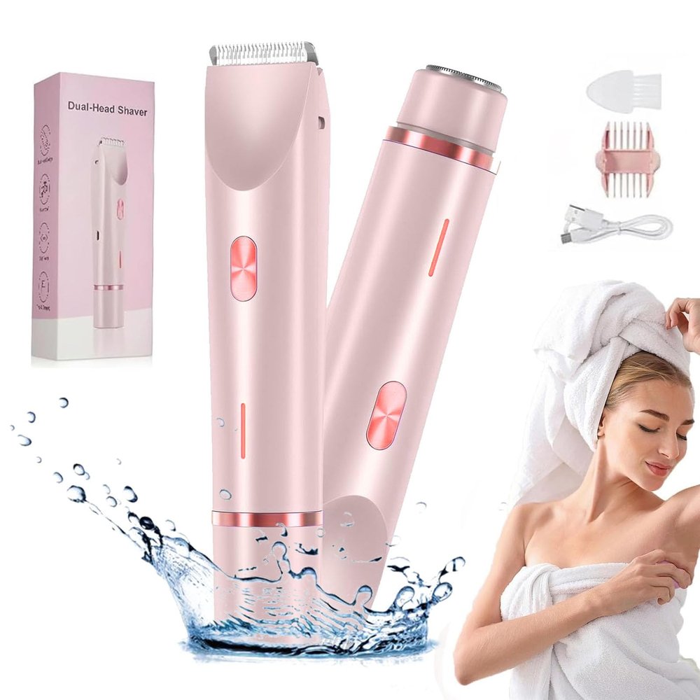 Bald Cat Razor for Women, Bald Cat Razor Body Trimmer, Comfort 2 in 1 Electric Lady Shaver, Dual Head Electric Razors for Women Leg Shaver Hair Remover (Pink)