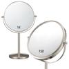ALHAKIN 1X/15X Magnifying Makeup Mirror, Double Sided Mirror with Stand, Tabletop Desk Mirror 360Rotation for Bathroom, Nickel view 1