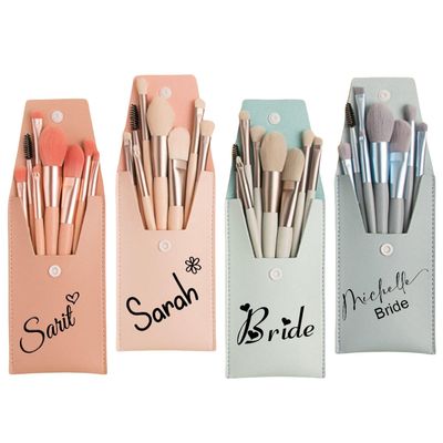XFYSDIY Personalized 8-Piece Makeup Brush Set With Travel Bag, Personalized Makeup Brush Set, Custom Name Makeup Bag Set Travel Makeup Bag, Perfect Bridal, Bridesmaid Or Bachelorette Gift