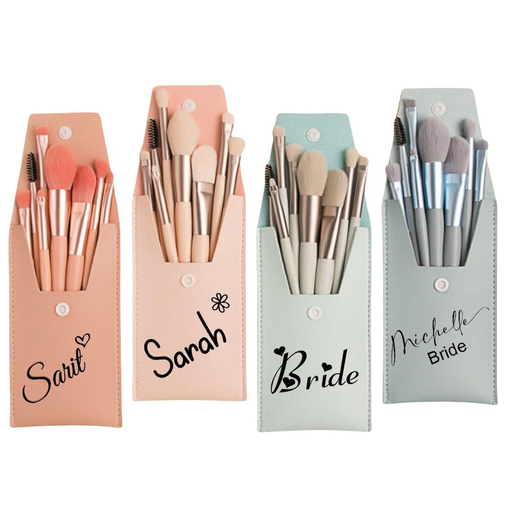 XFYSDIY Personalized 8-Piece Makeup Brush Set With Travel Bag, Personalized Makeup Brush Set, Custom Name Makeup Bag Set Travel Makeup Bag, Perfect Bridal, Bridesmaid Or Bachelorette Gift
