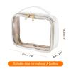 HARFINGTON 3pcs Clear Toiletry Bag PVC Large Waterproof Transparent Makeup Bag with Handle & Zipper for Travel Carry on Airport Airline Christmas Gifts, White view 2