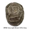 Toupee for men Human Hair Piece Mens Hair Replacement System 0.04mm Invisible Ultra Thin Skin Mens Toupee Hairpieces 7"x9"Man Hair Unit Wigs #740 Very Light Brown+40% Gray-80% Light Density view 2