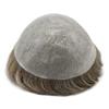 Toupee for men Human Hair Piece Mens Hair Replacement System 0.04mm Invisible Ultra Thin Skin Mens Toupee Hairpieces 7"x9"Man Hair Unit Wigs #740 Very Light Brown+40% Gray-80% Light Density view 3