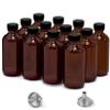 12 Pack 2oz Amber Glass Bottles for Vanilla Extract, Boston Round Leak-Proof Brown Glass Jars with Caps, Bonus Funnel - Ideal for Homemade Extracts, Essential Oils, DIY Christmas Party Gift Supplies view 1