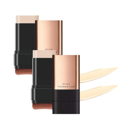 2 in 1- Luxury Anti-Wrinkle Foudation Stick, Korea Flawless Eraser Foundation Stick, Double Head Foundation Make-Up Stick, Multi-use Foundation Stick Makeup with Brush (White*2, 20g)