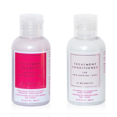 12 Benefits Hair Treatment Shampoo & Conditioner Duo  Sulfate-Free, Hydrating Scalp Treatment, Gentle, Effective Cleanse for Dry, Damaged, and Color-Treated Hair (56 ML Each)