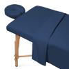 Bedding Bliss 3-Piece Massage Table Sheet Set Premium 600-Thread Count Soft Egyptian Cotton - Includes Massage Table Cover, Fitted Sheet and Face Rest Cover (Navy Blue Solid) view 1