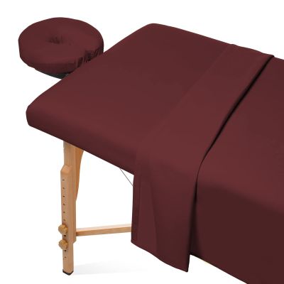 Bedding Bliss 3-Piece Massage Table Sheet Set Premium 600-Thread Count Soft Egyptian Cotton - Includes Massage Table Cover, Fitted Sheet and Face Rest Cover (Burgundy Solid)