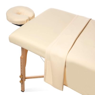 Bedding Bliss 3-Piece Massage Table Sheet Set Premium 600-Thread Count Soft Egyptian Cotton - Includes Massage Table Cover, Fitted Sheet and Face Rest Cover (Ivory Solid)