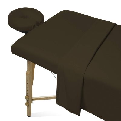 Bedding Bliss 3-Piece Massage Table Sheet Set Premium 600-Thread Count Soft Egyptian Cotton - Includes Massage Table Cover, Fitted Sheet and Face Rest Cover (Chocolate Solid)