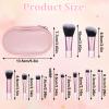 10 Pcs Mini Travel Makeup Brush Set With Pouch Pink Portable Travel Makeup Brushes Professional Cosmetic Brush Travel-Essentials kits for Women Girls Brushes Blush Powder Eye Shadow view 2