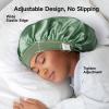 22 Momme 100% Real Mulberry Silk Bonnet for Sleeping Women, Large Hair Care Bonnet for Long Curly Hair, Double Layer Silk Wrap with Soft Elastic Band, Non-Slip Sleep Cap, Green view 3