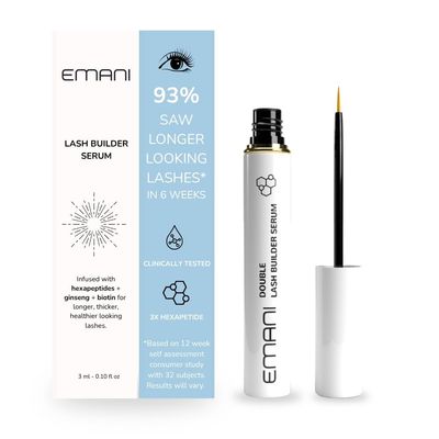 Emani Lash Builder Serum Lash Serum for Eyelash Growth, Clinically Tested for Results in 6 to 8 Weeks, Eyelash Treatment for Longer & Thicker Lashes, Safe for Extensions & False Lashes, 0.10 Fl. Oz.