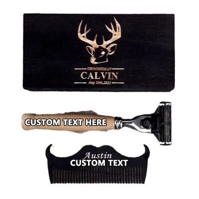 Custom Shaver with TEXT/LOGO,Personalized shaver gifts for fathers, boyfriends, husbands,Gift Box Optional: wood color, black