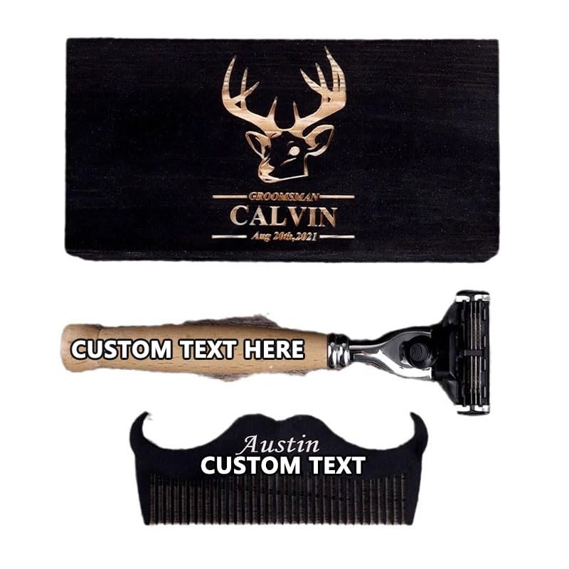 Custom Shaver with TEXT/LOGO,Personalized shaver gifts for fathers, boyfriends, husbands,Gift Box Optional: wood color, black