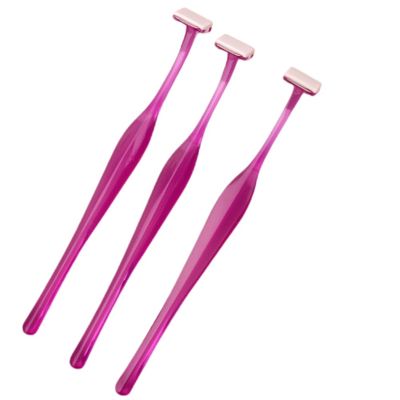 3-Piece Eyebrow Razor Set, T-Shaped Stainless Steel Safety Razors for Eyebrow Shaping & Facial Hair Trimming (Purple)
