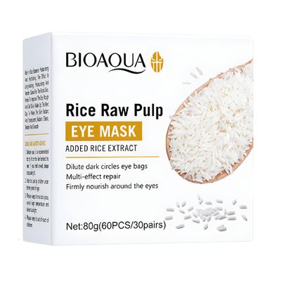 BIOAQUA Rice Raw Pump Eye Mask - 60 Pairs Gel Patches for Dark Circles & Puffiness - Nourishing & Hydrating Under Eye Treatment with Hydrolyzed Rice Extract - 80g / 30 Pairs