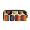 Mid Century Modern Retro with Drop Shapes Printed Makeup Bag for Women Travel PU Leather Cosmetic Bag with Wristlet Toiletry Bag view 2