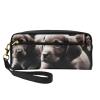 Cute Puppies Dog Printed Makeup Bag for Women Travel PU Leather Cosmetic Bag with Wristlet Toiletry Bag view 1