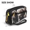 Cute Puppies Dog Printed Makeup Bag for Women Travel PU Leather Cosmetic Bag with Wristlet Toiletry Bag view 3