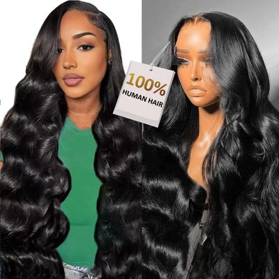 100% Human Hair, 6x4 Wear and Go Wig, [2-year life], 210% Density Body Wave Glueless Closure Wigs Human Hair Pre Plucked Pre Cut Middle Part, 26 Inch