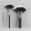 2pcs Silver Handle Fan Makeup Brush Set  Soft Synthetic Bristles for Highlight, Contour, and Shimmer  Black Gradient Brush Duo for Face Blending and Precision Application, Professional Tool view 3