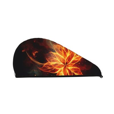 GDSHJKLW Abstract Fire Flowers Drying Hair Caps Super Absorbent Soft Hair Drying Towel Quick Dry Coral Velvet Hair Drying Cap Hair Turban for Women Wet Hair Long Thick Hair