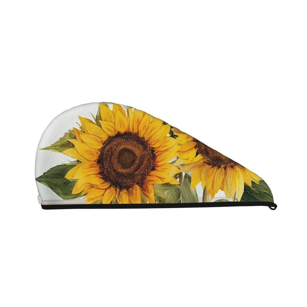 GDSHJKLW Alluring Sunflowers Summer Drying Hair Caps Super Absorbent Soft Hair Drying Towel Quick Dry Coral Velvet Hair Drying Cap Hair Turban for Women Wet Hair Long Thick Hair