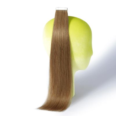 DNE Tape in Hair Extensions Real Human Hair 16 inches 20Pcs/40g/Pack Seamless #6 Light Brown Dark Color Straight Invisible Double Sided Tape in Hair Extensions for Women/Girls Can Bleached and Curl
