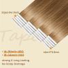DNE Tape in Hair Extensions Real Human Hair 16 inches 20Pcs/40g/Pack Seamless #6 Light Brown Dark Color Straight Invisible Double Sided Tape in Hair Extensions for Women/Girls Can Bleached and Curl view 3