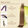 DNE Tape in Hair Extensions Real Human Hair 16 inches 20Pcs/40g/Pack Seamless #6 Light Brown Dark Color Straight Invisible Double Sided Tape in Hair Extensions for Women/Girls Can Bleached and Curl view 4