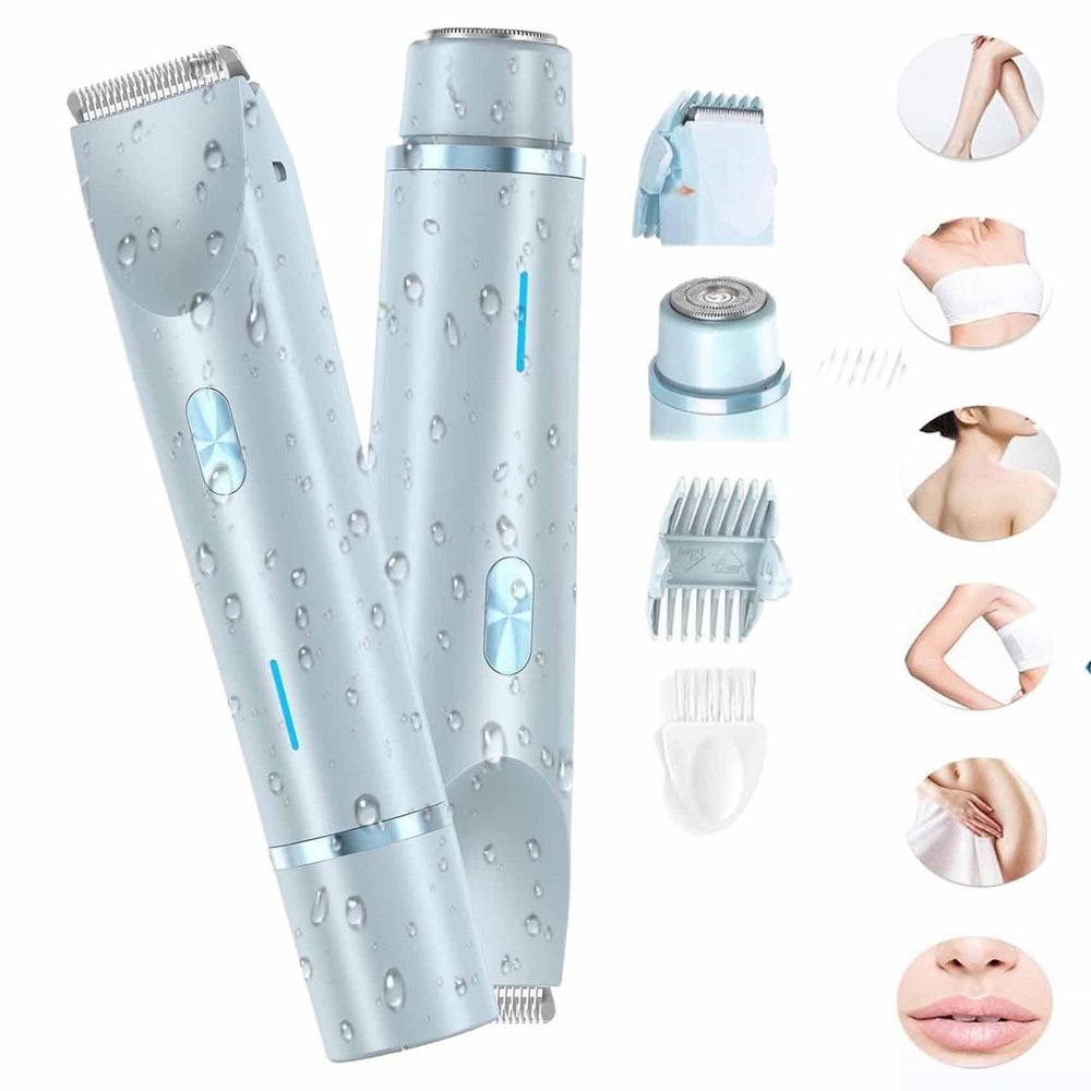 2025 New Razor Bikini Trimmer for Women, 2 in 1 Electric Lady Shaver, Dual-Head Electric Shaver, for Women Painless (Blue)