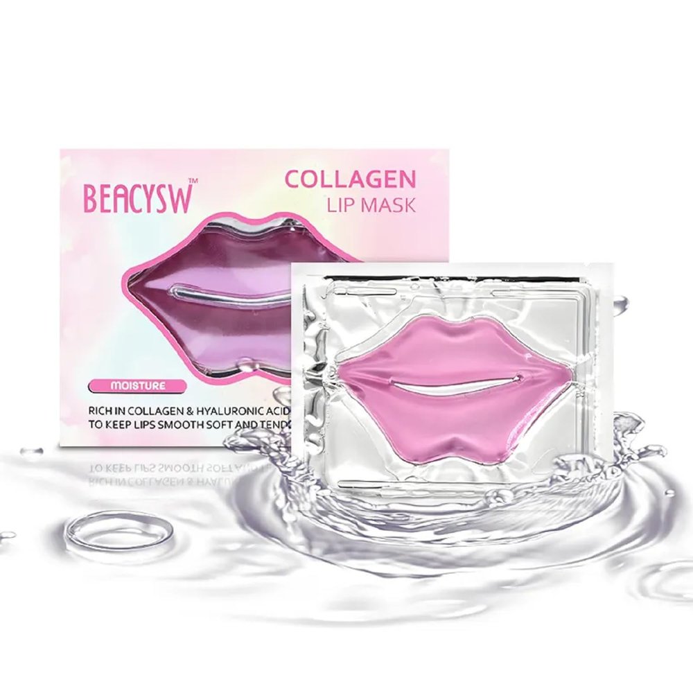 Lywins Pink Collagen Crystal Lip Mask, 12 pcs Moisture Rich Lip Patch, Moisturizers Collagen Lip Pads Great for Hydrating Skin, Keeps Lips Smooth and Soft