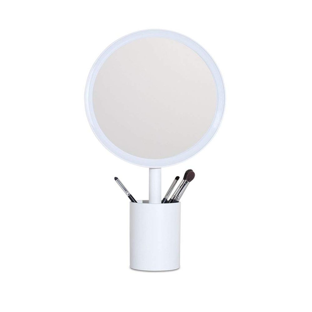Desktop Vanity Mirror Desktop Makeup Mirror Led Mirror Fill Light with Storage Storage Pen Holder Desktop Makeup Mirror Suitable for Travel, Makeup, Office
