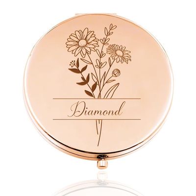 Rainsar Personalized Compact Mirror for Women,Customize Compact Mirror,Engraved Compact Mirror for Girlfriend Wife Sisters Birthday Anniversary Wedding Gift