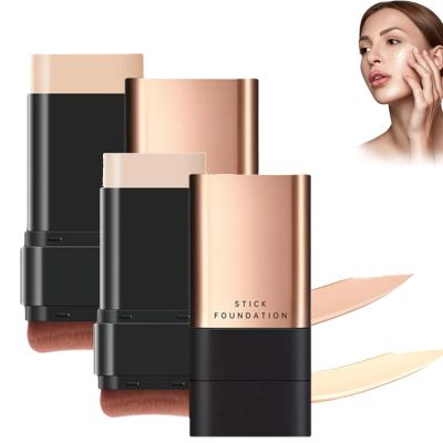2025 Korean Hydrating Lightweight Foundation Stick with Brush, 2 in 1- Luxury Anti-Wrinkle Foudation Stick, Korea Flawless Eraser Foundation Stick, Double Head Foundation Stick (SET)