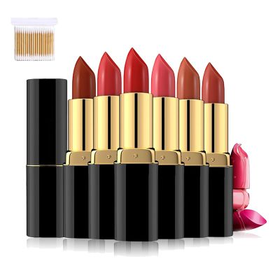 Accurateg Lipstick Waterproof, Colorfast Lipstick, Long Lasting Moisturizing Non-stick Cup Lipstick Set, Natural Finish (6PCS)