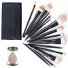 15 Pcs Makeup Brushes Set, Makeup Sponge Eggs With Case, Long Handle Loose Powder Contour Makeup Brush Fluff Large Face Brush for Liquid, Cream,Buffing (15 brushes + bag) view 1
