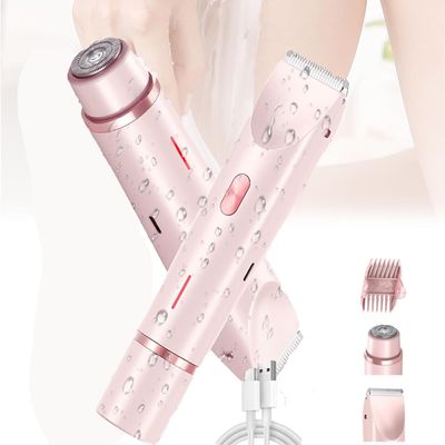 Comfort 2 in 1 Electric Lady Shaver, Razor for Women, Dual Head Electric Hair Trimmer for Women Ipx7 Bikini Trimmer (Pink)
