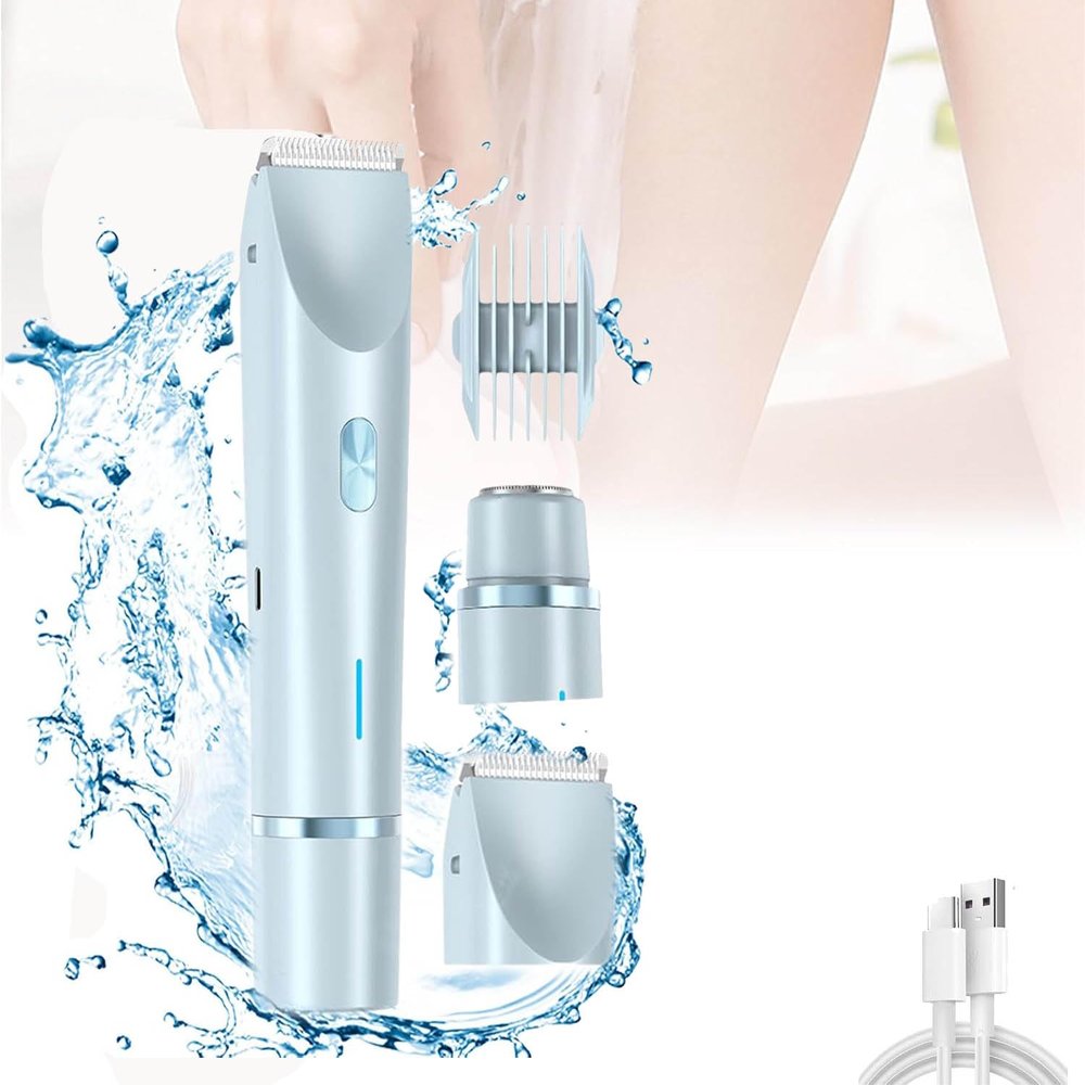 Comfort 2 in 1 Electric Lady Shaver, Razor for Women, Dual Head Electric Hair Trimmer for Women Ipx7 Bikini Trimmer (Blue)