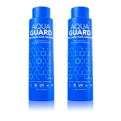 AQUA GUARD Pre-Swim Hair Defense Family Size | Chlorine Shield for the Whole Family | Prevents Chlorine Damage + Softens Hair While Swimming | Made in California | 16.9 oz (2-Pack)