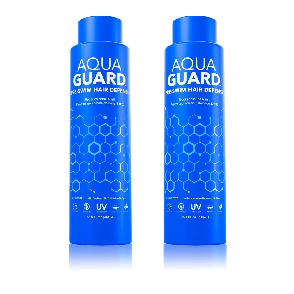 AQUA GUARD Pre-Swim Hair Defense Family Size | Chlorine Shield for the Whole Family | Prevents Chlorine Damage + Softens Hair While Swimming | Made in California | 16.9 oz (2-Pack)